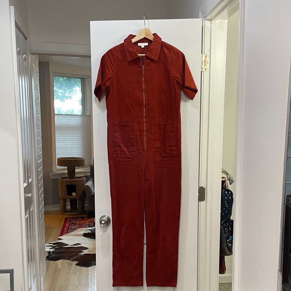All:Row Red Corduroy Jumpsuit Size Small
